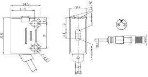 LANBAO PST-YR16DPOR-F3 оптический датчик PNP на свет, 16мм, кабель 0,2м с разъемом М8