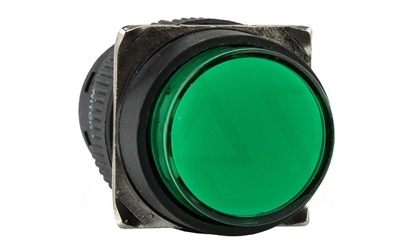 Кнопка плоская LA115-C, возврат, зеленая, круглая, 1NO+1NC, 16mm, IP65