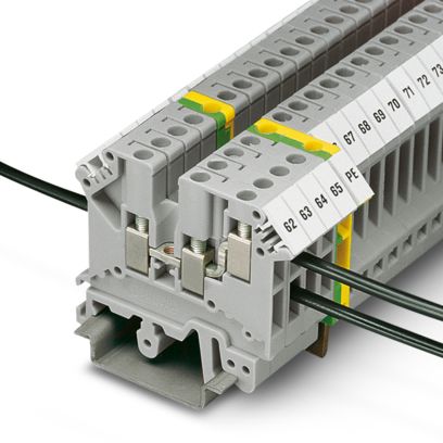 Клемма проходная UK 10-TWIN /10,2mm, винтовая, 3 присоед., 10(max 16)mm2, 57A, 800V, серая