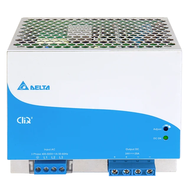 Блок питания импульсный CliQ II, 480W, 20А, 3(2)х320_600VAC (450_800VDC) / 24VDC, DIN35, винт.клеммы, ал.корпус