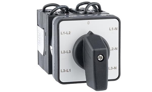 Переключатель вольтметра UKT0-3-8007/E, 20A, тип LL-0-LN (линейное-0-фазное), на дверь, фронт IP65