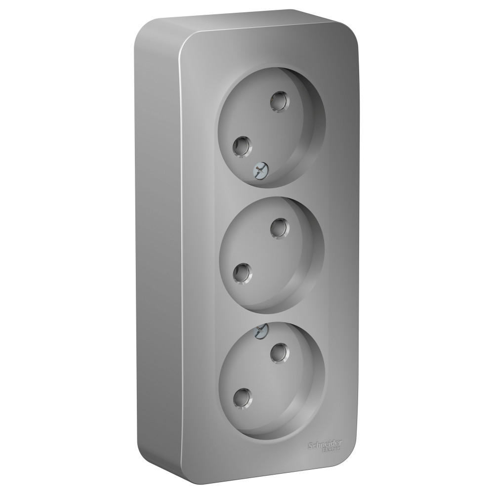 BLANCA О/У РОЗЕТКА 3-ая без заземления без шторок, ИЗОЛ.ПЛ., 16А, 250В, АЛЮМИНИЙ