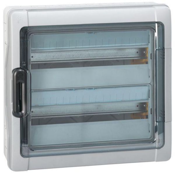 Щиток PLEXO³ 2х18М, N(1х25мм² + 21х16мм²) PE(1х25мм² + 21х16мм²), ударопрочный полистирол, 432х448х161мм, IP65, IK09, серый