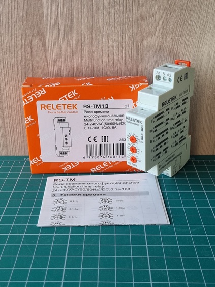 Реле времени RS-TM13, 1CO, 8A(250VAC), 24_240VAC/DC, 100ms_10d, многофункциональное - 10 функций, 1M