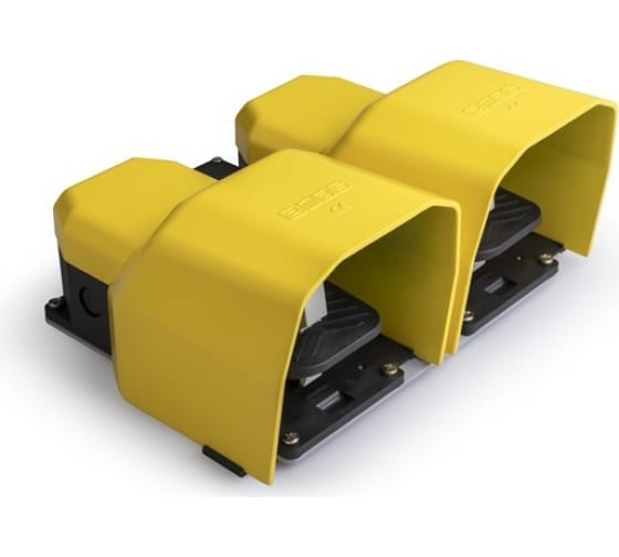 Педаль двойная, (1НО+1НЗ) + 2x(1НО+1НЗ), с защитным кожухом (алюминий) жёлтого цвета, основание для рукояти (250В AC, 4А), IP65 PDKA22BG10