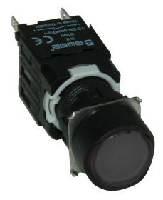 Кнопка нажимная, возвратная, круглая, чёрная (1НО)