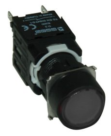 Кнопка нажимная, возвратная, круглая, чёрная (1НО)