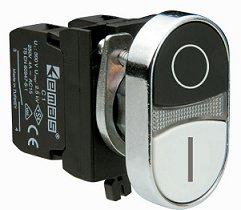 Кнопка сдвоенная черно-белая (1НО+1НЗ) (CM)