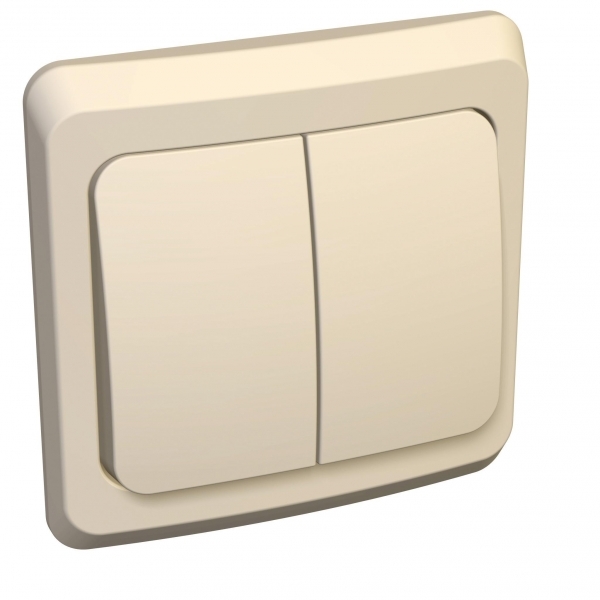 ЭТЮД С/У 2-клавишный ВЫКЛЮЧАТЕЛЬ с подсветкой 10 АХ, КРЕМОВЫЙ