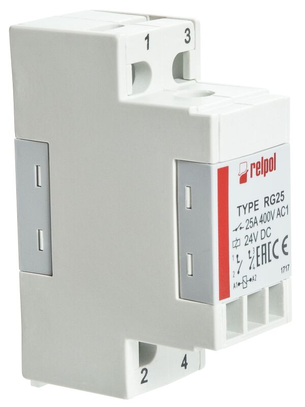 Реле RG25-3022-28-1220, 2NO, 25A(400VAC/24VDC), AgSnO2, 220VDC, моноблок, W=26mm