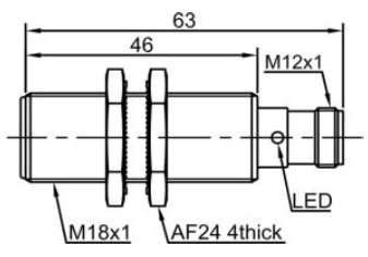 LANBAO LR18XBF05DNR-E2 индуктивный датчик M18x51мм NPN NO/NC Sn=5мм, разъем М12