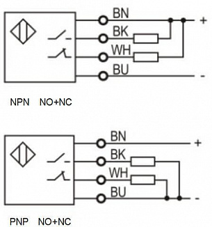LANBAO PR18-YC10DNR оптический датчик M18 NPN NO+NC Sn=100мм BGS (D-тип) кабель 2м