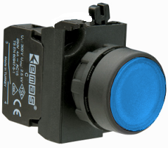 Кнопка нажимная круглая синяя CP102DМ (1НО+1НЗ)