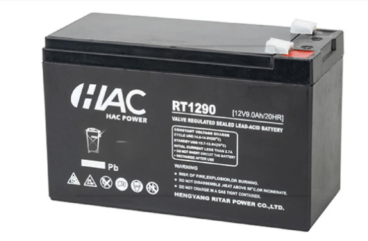 Батарея аккумуляторная HAC RT1290, F2, 12V/9Ah, 151х65х94(100) ДхШхВ, 2.3 кг, 6-8 лет