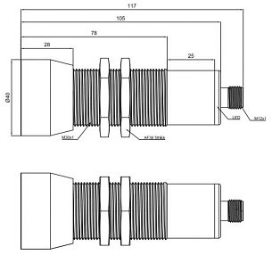 LANBAO UR30-CM4DNB-E2 ультразвуковой датчик M30 NPN NO/NC Sn=4000мм разъем M12