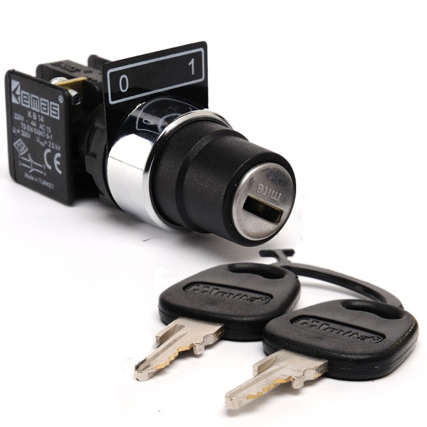 Нажимная кнопка  серии KB с ключом,lдиаметр 22 мм, 1НО+1НЗ