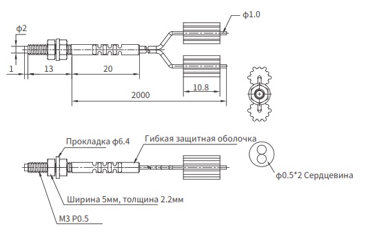 LANBAO PFRD-320 Оптоволоконный датчик оптоволоконный кабель, M3, датчик диффузного отражения, паралл