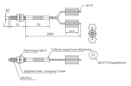 LANBAO PFRD-320 Оптоволоконный датчик оптоволоконный кабель, M3, датчик диффузного отражения, паралл