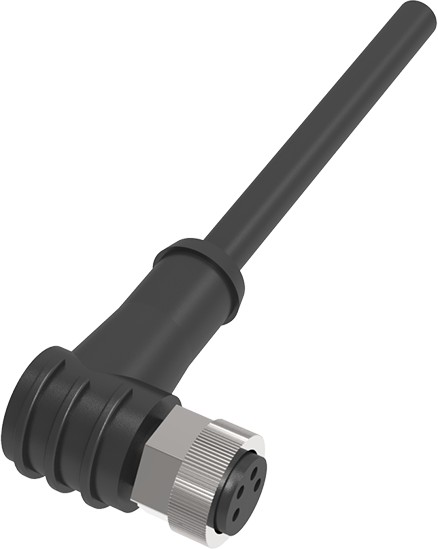 LANBAO QE8-N4G5-R соединительный кабель (угловой разъем), 60 AC/DC, 5 м, PVC, никелированная латунь, IP67 Высокая гибкость