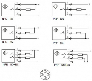 LANBAO PTF-DM3DPR-E2 оптический датчик 50x50x17мм 10-30DC PNP NO+NC Sn=3м разъём М12 (R-тип)