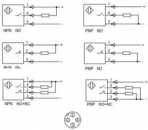 LANBAO PTF-DM3DPR-E2 оптический датчик 50x50x17мм 10-30DC PNP NO+NC Sn=3м разъём М12 (R-тип)