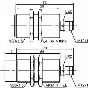 LANBAO LR30XCF10LUM-E2 индуктивный датчик M30х73мм 0-10 В Sn=10мм разъем M12