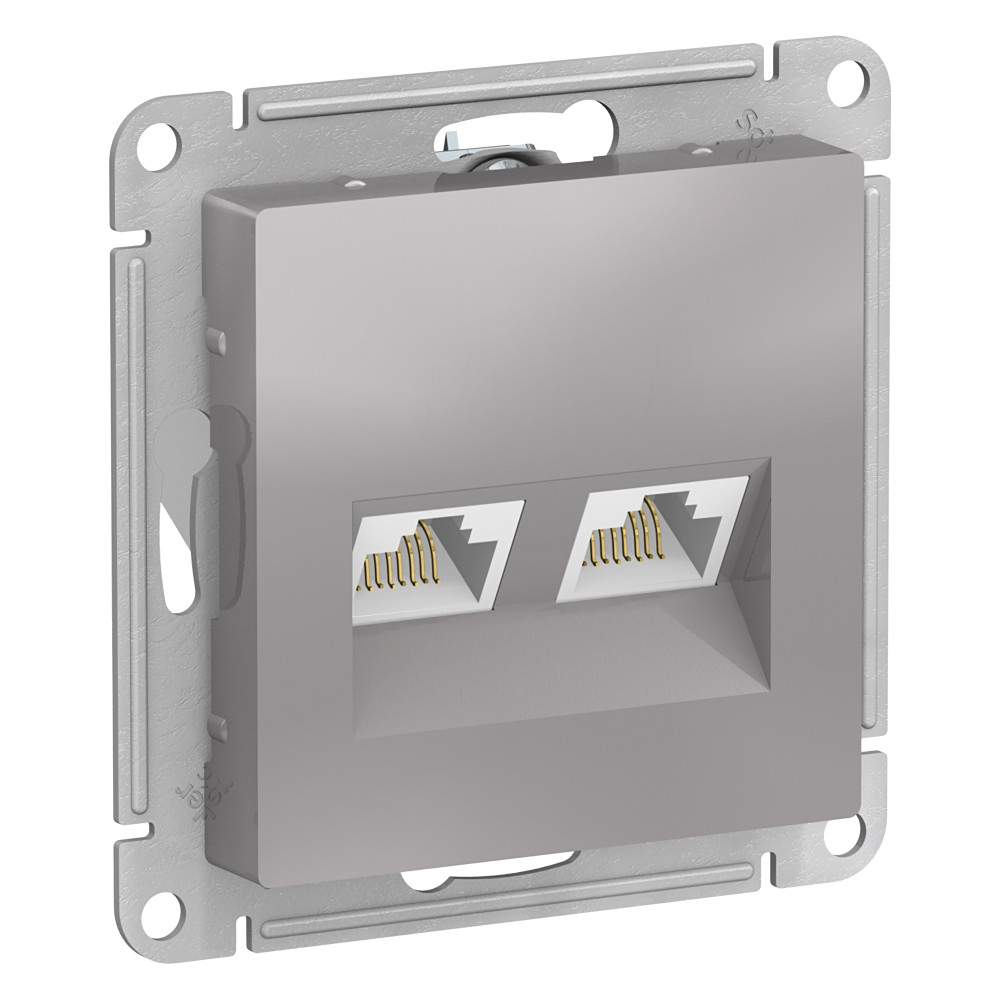 ATLASDESIGN РОЗЕТКА двойная компьютерная RJ45+RJ45 кат. 5e, механизм, АЛЮМИНИЙ