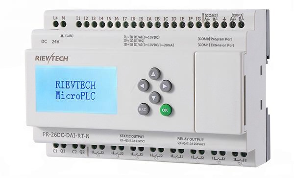Программируемый логический контроллер PR-26DC-DAI-RT-N, 12_24VDC, 16DI(12AI), 2TO, 8RO, RTC, SD, RS485, Ethernet, ЖКИ