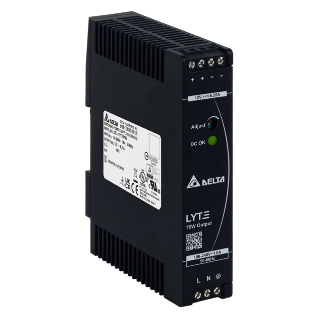 Блок питания импульсный Lyte, 75W, 6.25А, 85_264VAC / 12VDC, DIN35, винт.клеммы, пл.корпус