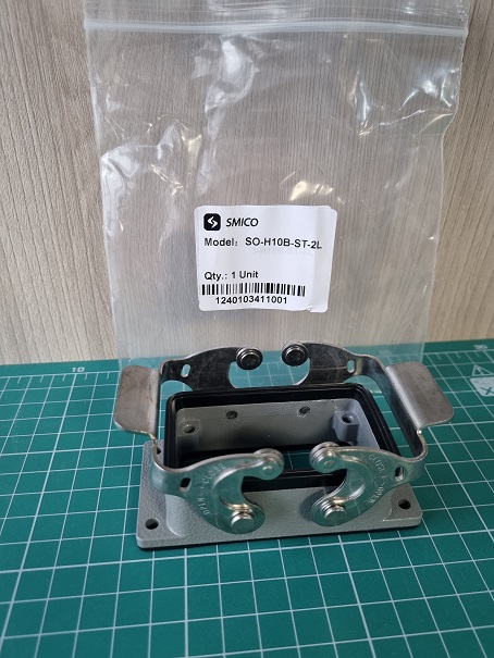 Корпус разъема, размер H10B, приборный, с фиксатором, металл, IP65, RAL 7037