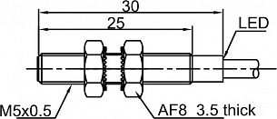 LANBAO LR05AF15DNOY Индуктивный датчик NPN NO Кабель 2м Sn=1,5мм