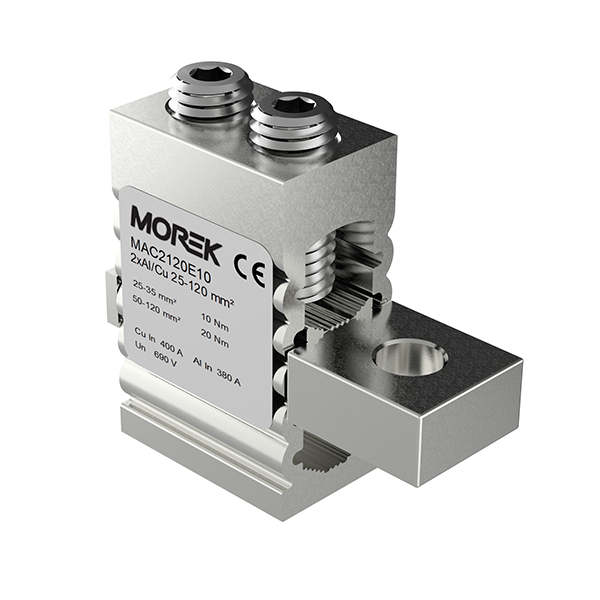 Коннектор универсальный OT120-2, 2xAl/Cu, 25_120mm², 400A(Cu)/380A(Al), 690V