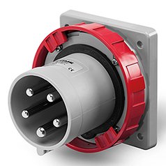 Разъем пром. силовой CEE встраиваемый, штекер, 63A, 3P+N+E 6h, 346_415VAC 50/60Hz, уст. 100x110mm, IP66/IP67/IP69, серия OPTIMA