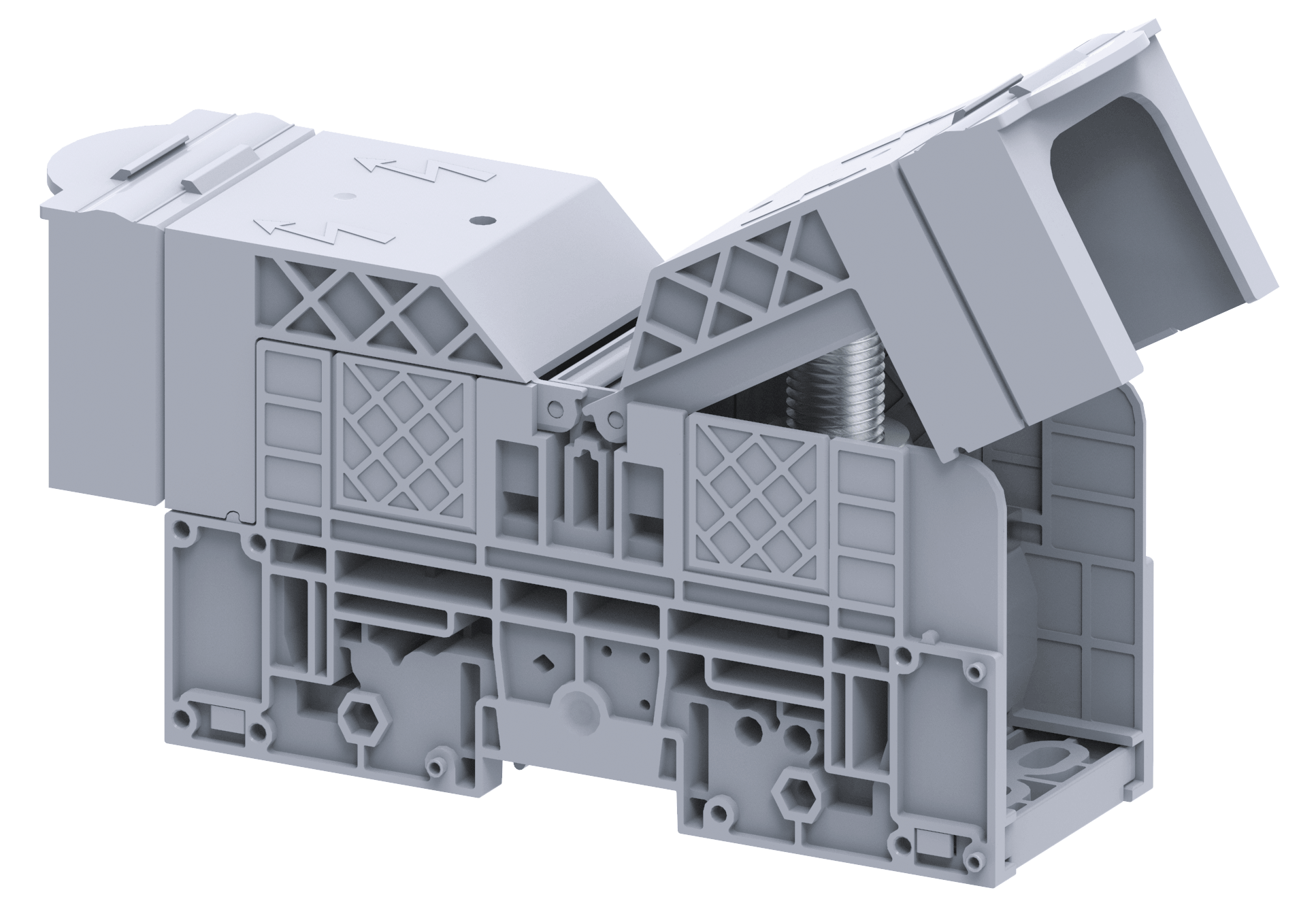 Клемма болтовая PTB300SH /55x218,6mm, 2 присоед., M16, 300mm2, 520A, 1000V, с защитными крышками, серая