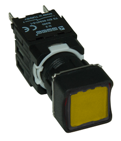 Кнопка квадратная (1НО), жёлтый цвет, серия D (250В AC, 1,5А), IP50 D100KDS