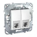 UNICA РОЗЕТКА телефонная, RJ11, двойная, 4 контакта, БЕЛЫЙ