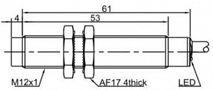 LANBAO LR12XCN04DPOG Индуктивный датчик М12 Sn=4мм PNP NO 3000Гц кабель 2м
