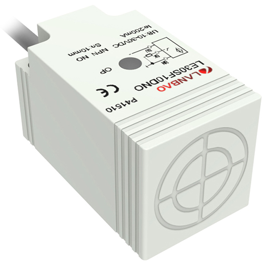 LANBAO LE30SN15DNR Индуктивный датчик 30x30x53 мм, NPN, NO/NC,Sn=15мм кабель 2 м