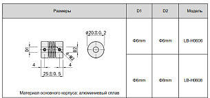 LANBAO LB-H0606 пружинная муфта 6/6мм