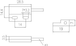 LANBAO FT13DLO Магнитный герконовый датчик 7х16х34, NO, кабель 2м