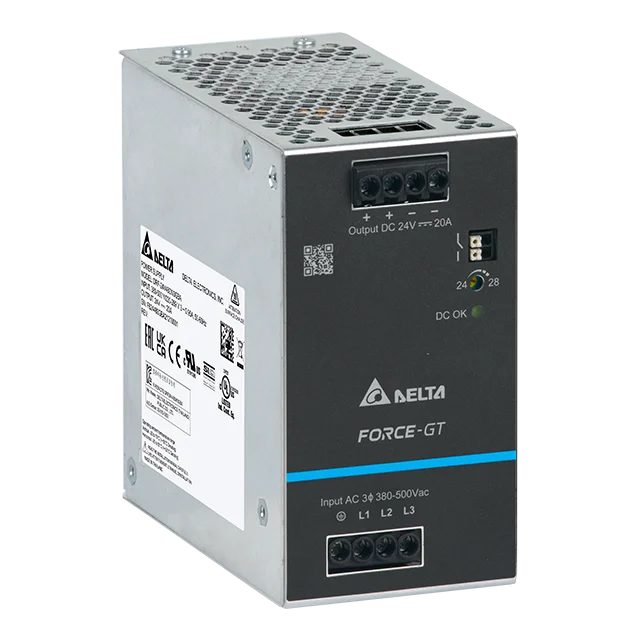 Блок питания импульсный Force-GT, 480W, 20А, 3(2)х320(340)_575VAC (450_800VDC) / 24VDC, DIN35, реле DC OK, винт.клеммы, ал.корпус