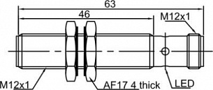 LANBAO LR12XBF02DPC-E2 индуктивный датчик M12x63мм PNP NC Sn=2мм разъем M12
