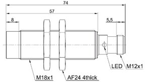 LANBAO LR18XCN08DPOQ-E2 индуктивный датчик M18 PNP NO Sn=8мм разъем M12