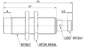 LANBAO LR18XCN08DPOQ-E2 индуктивный датчик M18 PNP NO Sn=8мм разъем M12