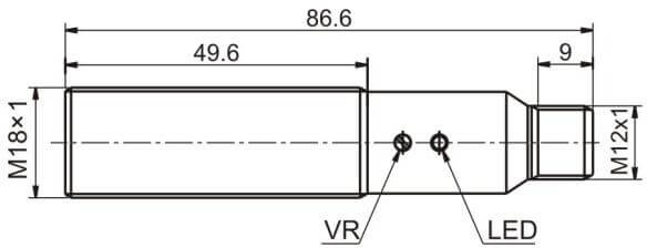 LANBAO PR18-YC10DPR-E2 оптический датчик М18 PNP NO+NC Sn=100мм BGS (D-тип) разъем М12