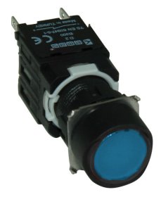 Кнопка нажимная, возвратная, круглая, синяя (1НО)