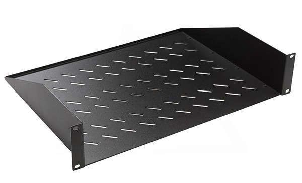 Полка 19", 2U, глубина 350мм, нагрузка 30кг, универсальная, 2 точки крепления, металл, черный
