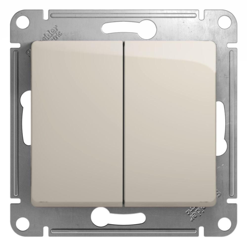 GLOSSA 2-клавишный ПЕРЕКЛЮЧАТЕЛЬ, сх.6+6, 10АХ, механизм, МОЛОЧНЫЙ