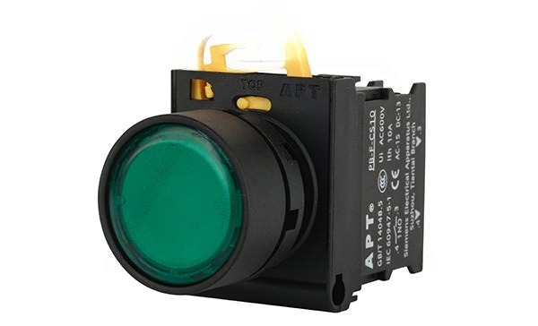 Кнопка плоская PB3E, зеленая, с фиксацией, с подсветкой без LED, 1NO, 6A 230VAC/24VDC, 22mm, IP65