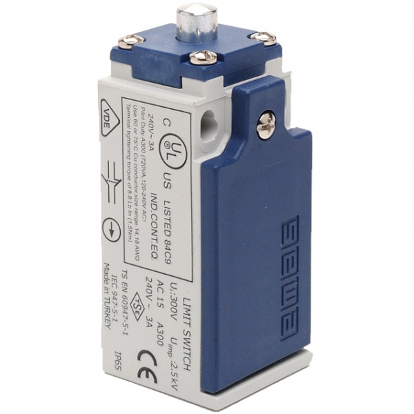 Концевой выключатель, привод металлический плунжер (1НЗ+1НО, мгновенное сраб.), серия L5, пластиковый корпус (240В AC, 3А), IP65 L5K13PUM211